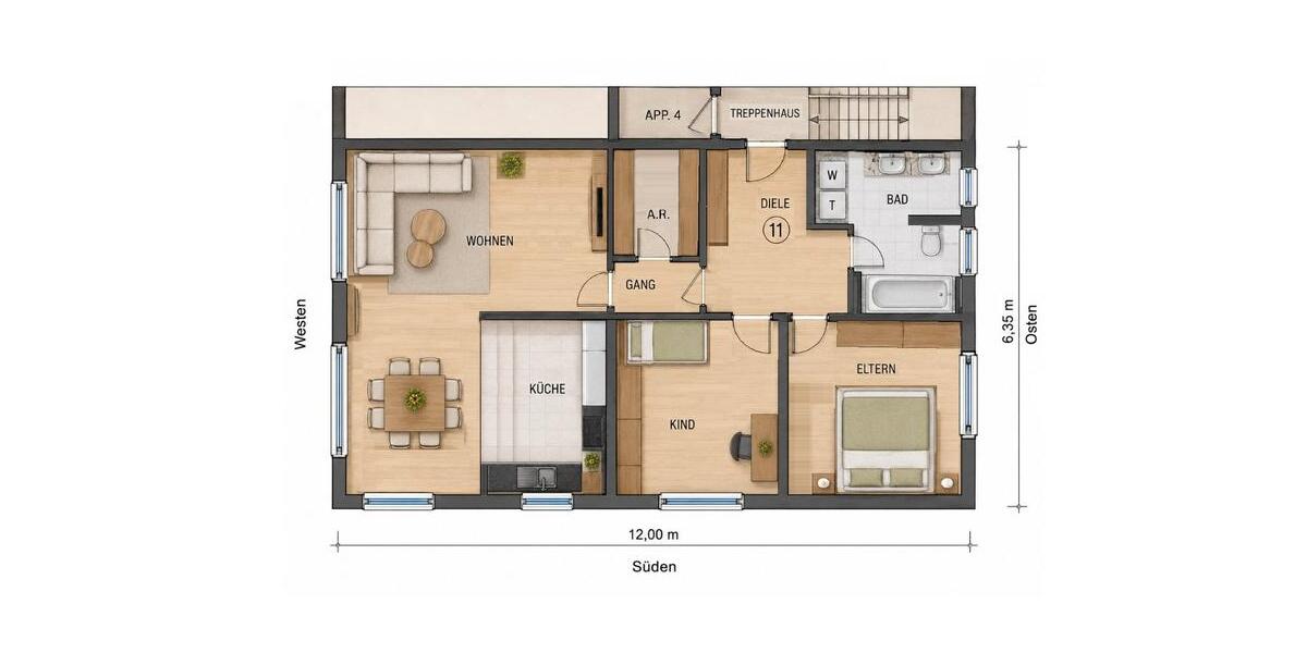 Etagenwohnung Bad Waldsee - 3.5 Zimmer, 69 m&sup2;, 249.000&euro; | Angebot:26556932