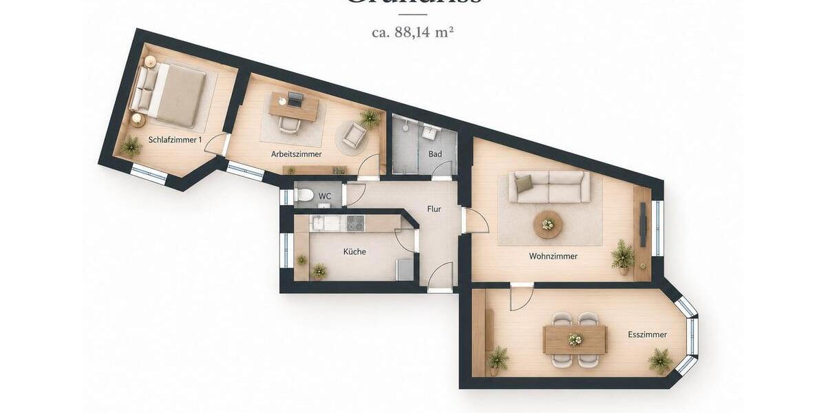 Etagenwohnung Magdeburg Leipziger Straße - 4 Zimmer, 88 m&sup2;, 218.000&euro; | Angebot:27642371