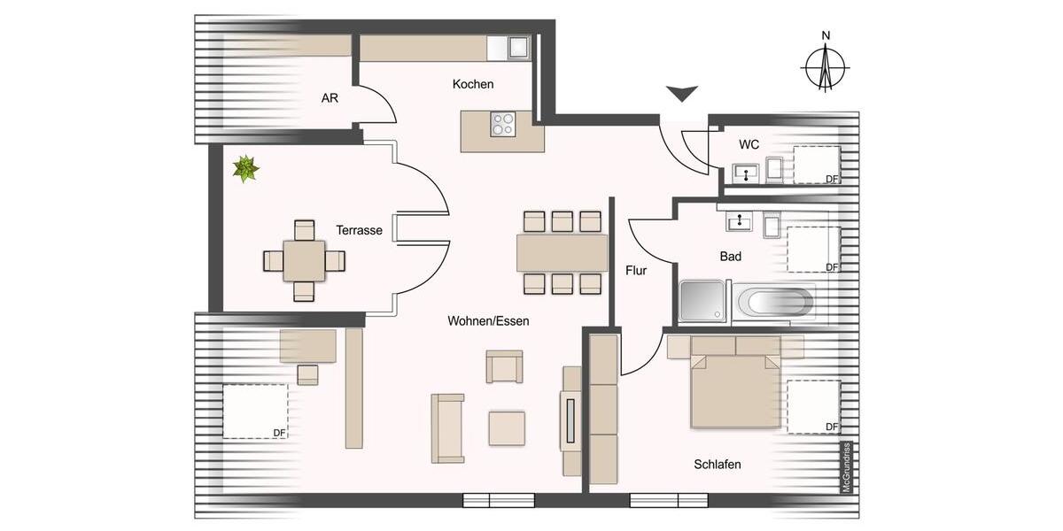 Dachgeschoßwohnung Augsburg Bergheim - 2.5 Zimmer, 92 m&sup2;, 1.550&euro; | Angebot:26578892