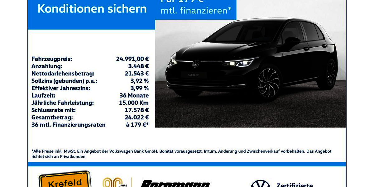VW Golf 32.689 km 24.991 &euro; Krefeld 47803