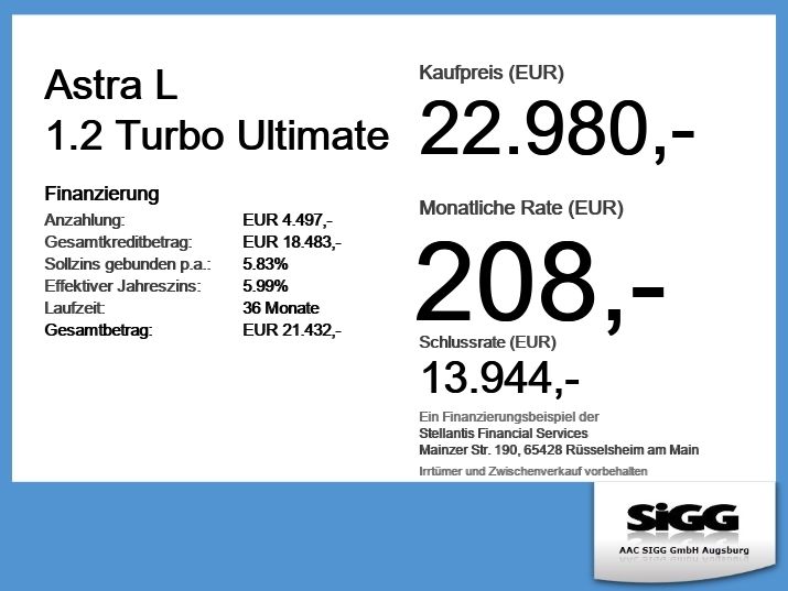 Opel Astra 17.700 km 22.980 &euro; Meitingen 86405