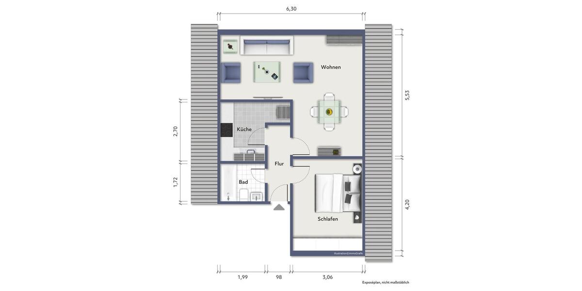 Dachgeschoßwohnung Schiffdorf - 2 Zimmer, 53 m&sup2;, 450&euro; | Angebot:25191792