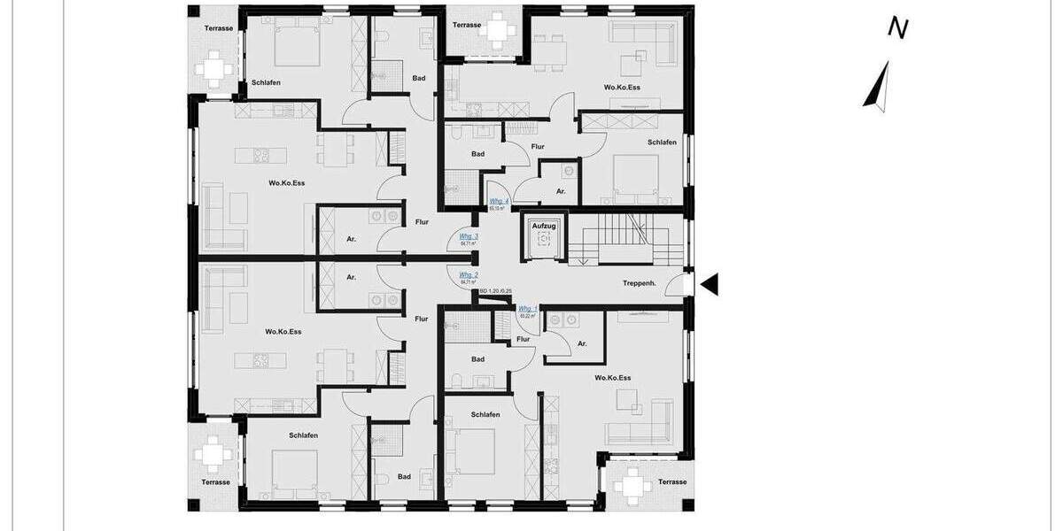 Etagenwohnung Rheine Schotthock - 2 Zimmer, 84 m&sup2;, 399.000&euro; | Angebot:25776797