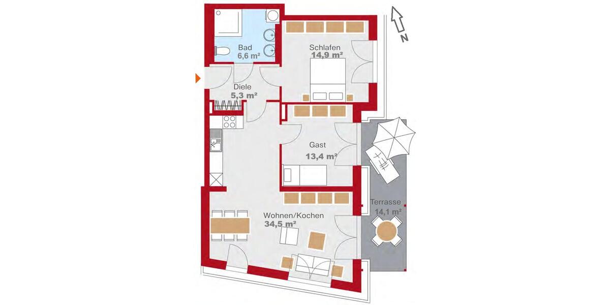 Erdgeschoßwohnung Bayreuth Bernecker Straße / Insel / Riedelsberg - 3 Zimmer, 78 m&sup2;, 1.520&euro; | Angebot:26255336