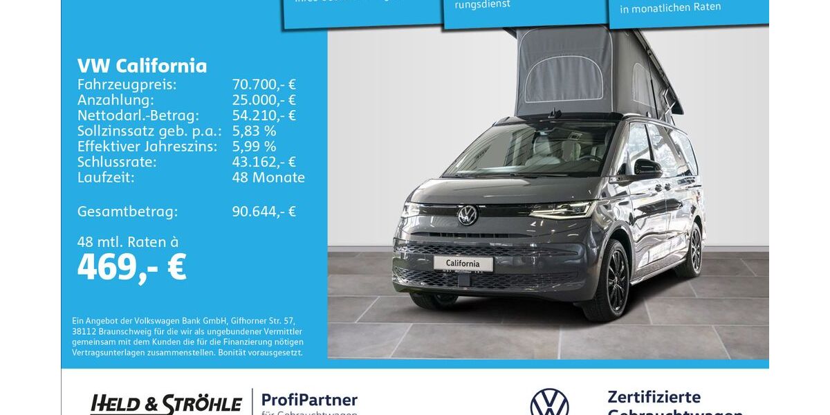 VW T7 California 16.001 km 61.250 € Ulm 89079