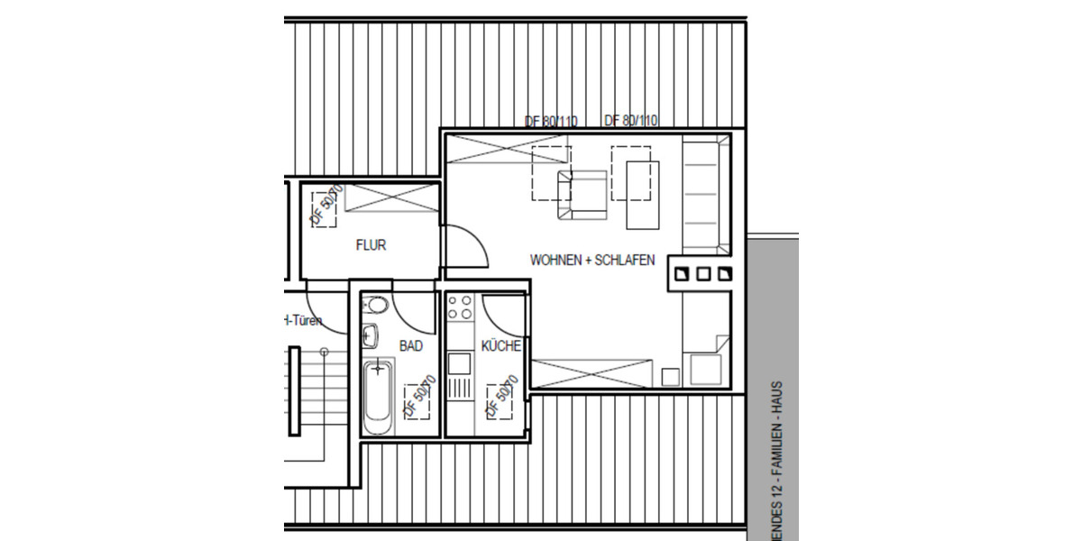 Geschmackvolle, renovierte DG-Whg mit 1,5 Räumen und Einbauküche 1.5 zimmer