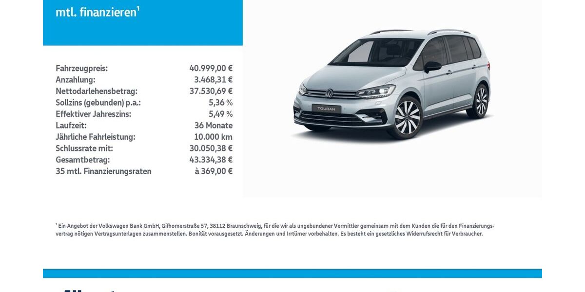 VW Touran 15.600 km 40.999 &euro; Mühlhausen/Thüringen 99974