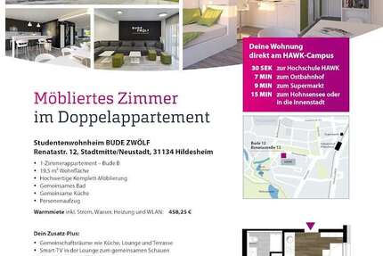 Wohnung Hildesheim - 2 Zimmer, 20 m&sup2;, 458&euro; | Angebot:26107788