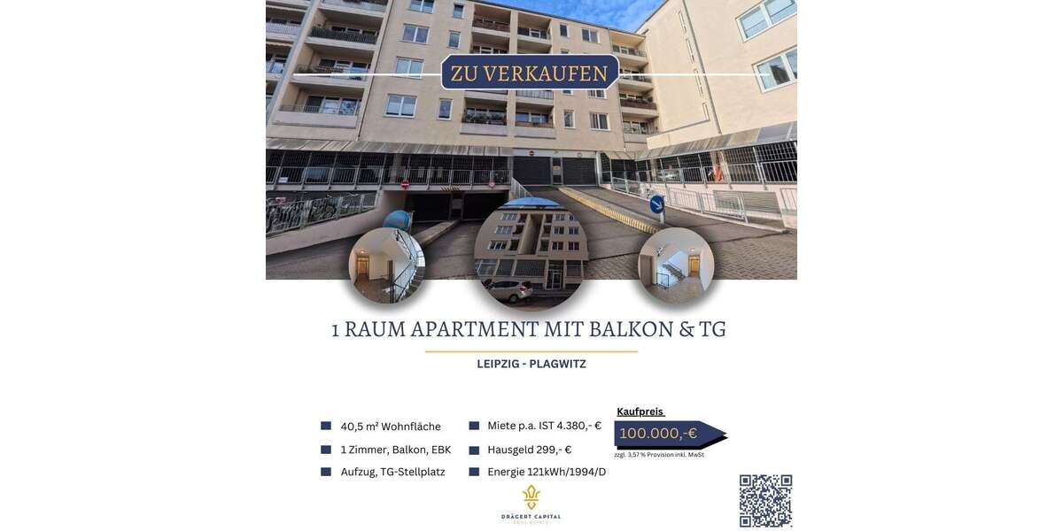 Etagenwohnung Leipzig Altwest - 1 Zimmer, 40 m&sup2;, 100.000&euro; | Angebot:25570267