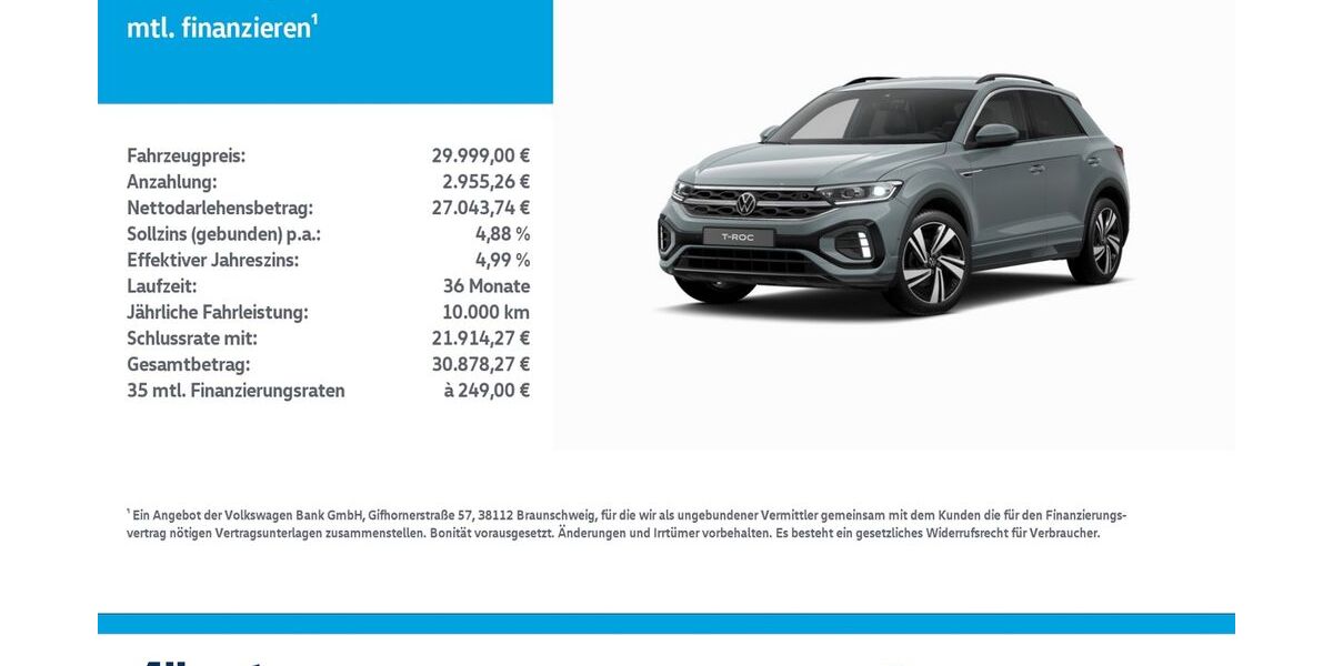 VW T-Roc 26.143 km 29.999 &euro; Leinefelde-Worbis/DE 37327