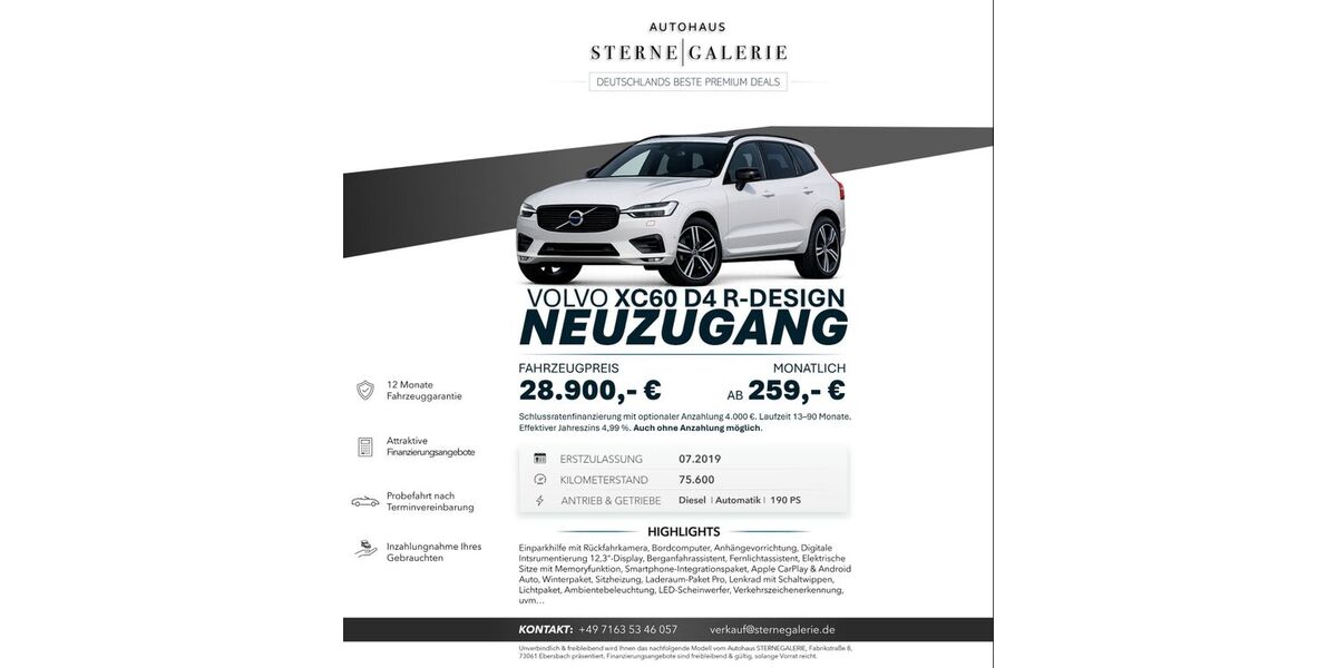 Volvo XC60 75.505 km 28.900 &euro; Ebersbach an der Fils 73061