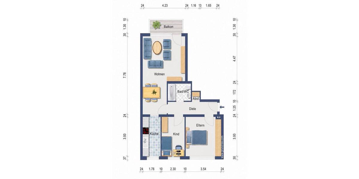 Etagenwohnung Krefeld Fischeln - 3 Zimmer, 70 m&sup2;, 219.900&euro; | Angebot:26853137