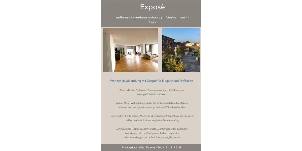 Etagenwohnung Simbach am Inn - 3 Zimmer, 114 m&sup2;, 499.000&euro; | Angebot:27033674