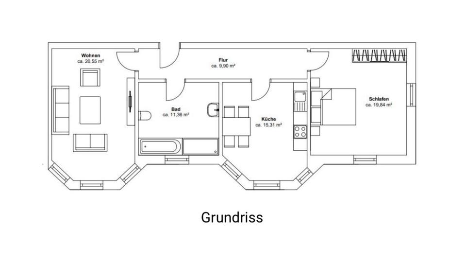 Etagenwohnung Augsburg Hochzoll - 2 Zimmer, 77 m&sup2;, 1.080&euro; | Angebot:26662919