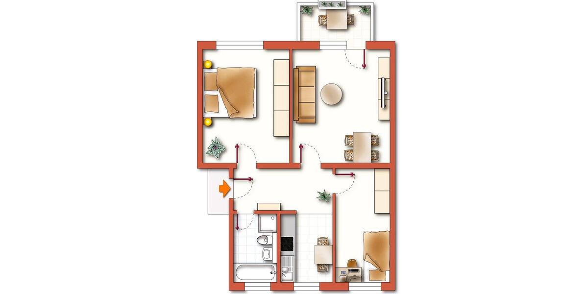 Etagenwohnung Wurzen - 2.5 Zimmer, 61 m&sup2;, 415&euro; | Angebot:26493232