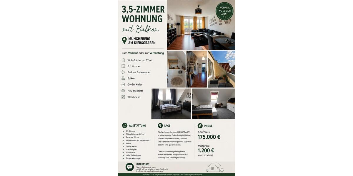 Maisonettenwohnung Müncheberg - 3.5 Zimmer, 82 m&sup2;, 175.000&euro; | Angebot:27072698