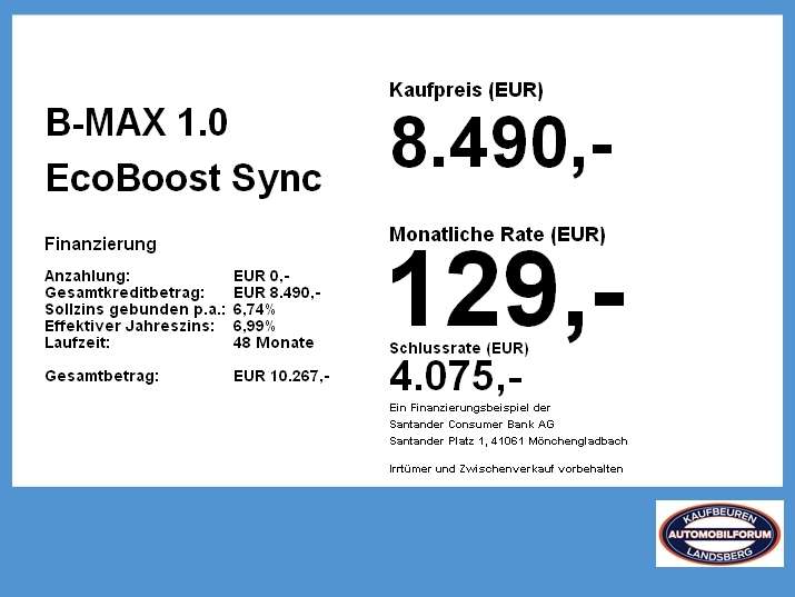 Ford B-Max 92.856 km 8.490 &euro; Kaufbeuren 87600