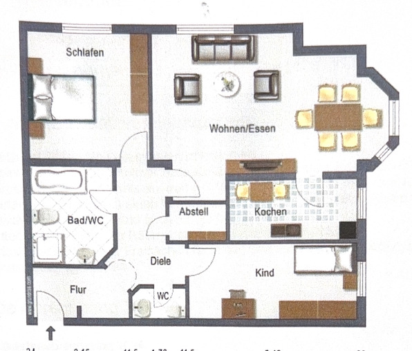 Etagenwohnung Ettenheim - 3 Zimmer, 92 m&sup2;, 900&euro; | Angebot:26309997