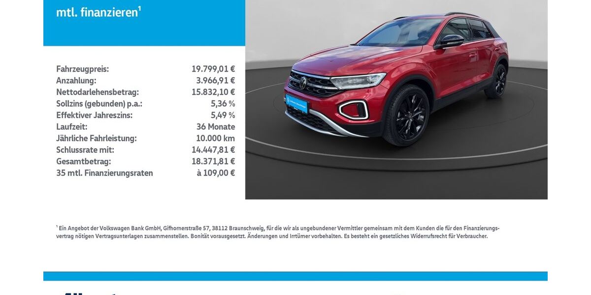 VW T-Roc 39.977 km 19.799 &euro; Leinefelde-Worbis/DE 37327