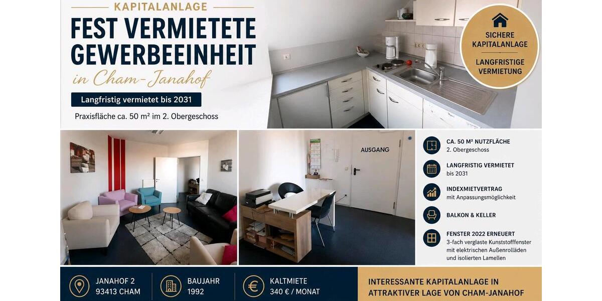 Etagenwohnung Cham - 2 Zimmer, 50 m&sup2;, 145.000&euro; | Angebot:27226195