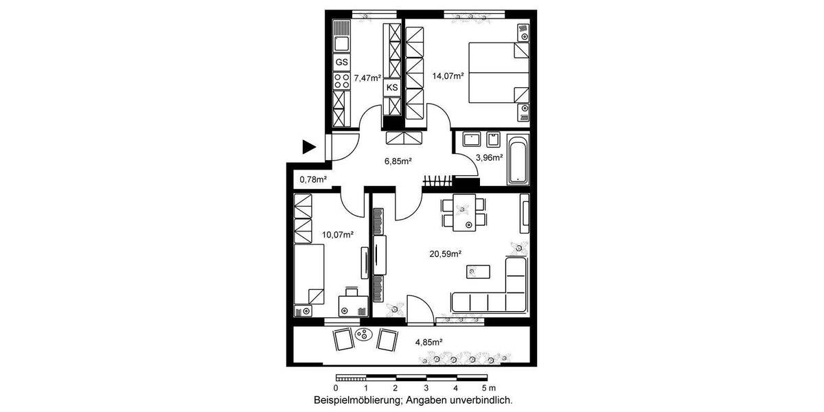 Etagenwohnung Bad Nauheim - 3 Zimmer, 68 m&sup2;, 800&euro; | Angebot:26893100