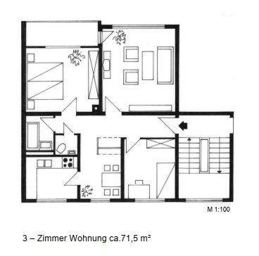 Etagenwohnung Fritzlar - 2 Zimmer, 71 m&sup2;, 527&euro; | Angebot:25427030