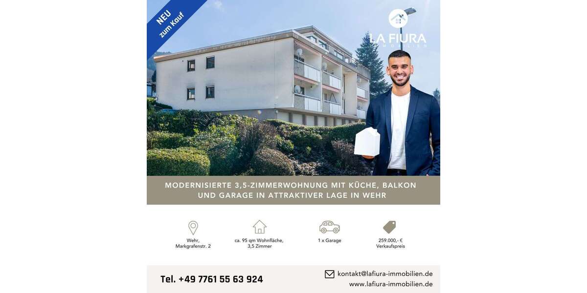 Etagenwohnung Wehr - 3.5 Zimmer, 95 m&sup2;, 259.000&euro; | Angebot:25771845