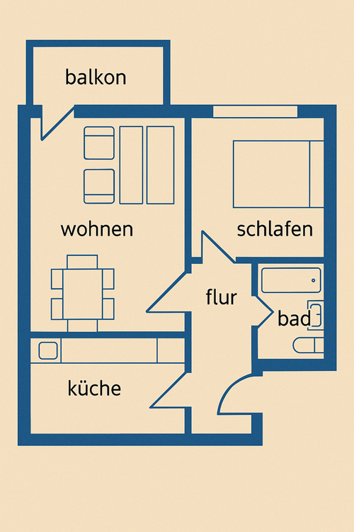 Gepflegte 2-Zimmer-Wohnung mit Südbalkon in zentraler Lage 2 zimmer
