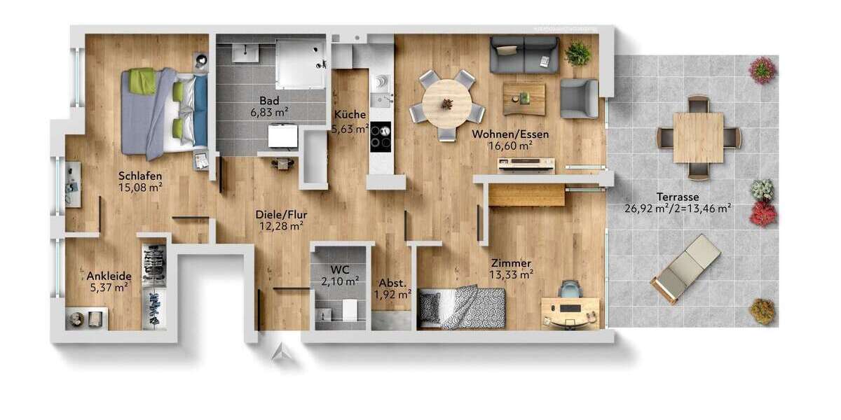 Etagenwohnung Weikersheim - 3 Zimmer, 93 m&sup2;, 359.751&euro; | Angebot:26633494