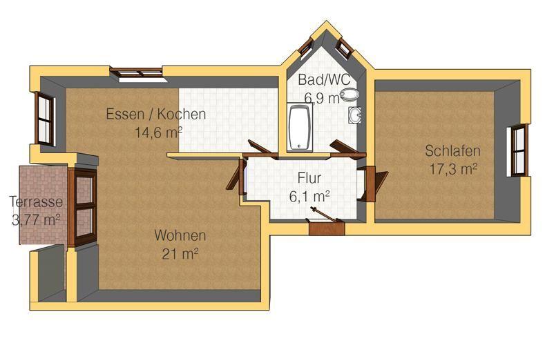 Erdgeschoßwohnung Glauchau - 2 Zimmer, 70 m&sup2;, 440&euro; | Angebot:26676966