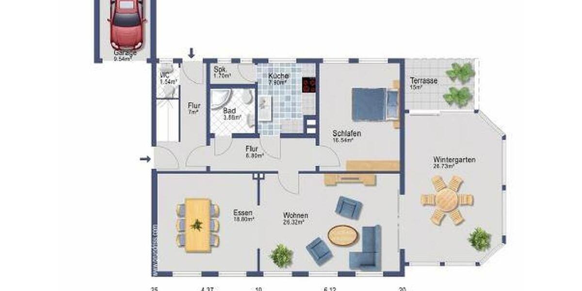 Etagenwohnung Schleswig - 3 Zimmer, 120 m&sup2;, 1.200&euro; | Angebot:26579117