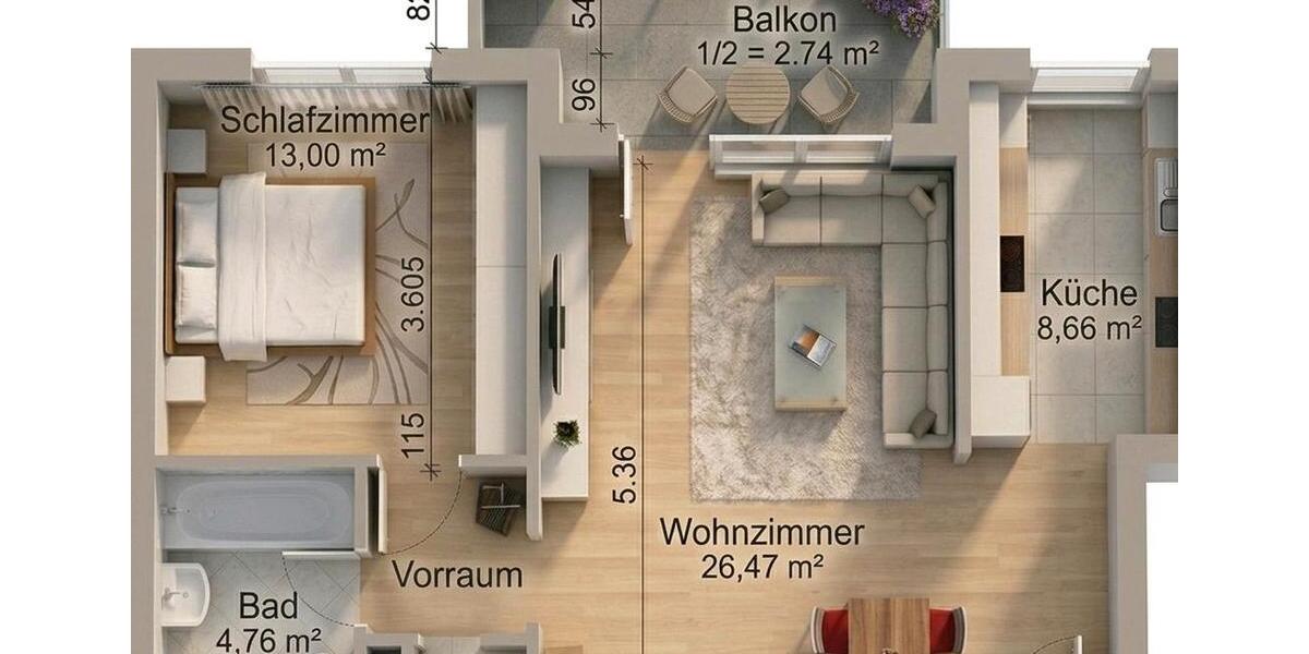 Etagenwohnung Ismaning - 2 Zimmer, 60 m&sup2;, 450.000&euro; | Angebot:25108166