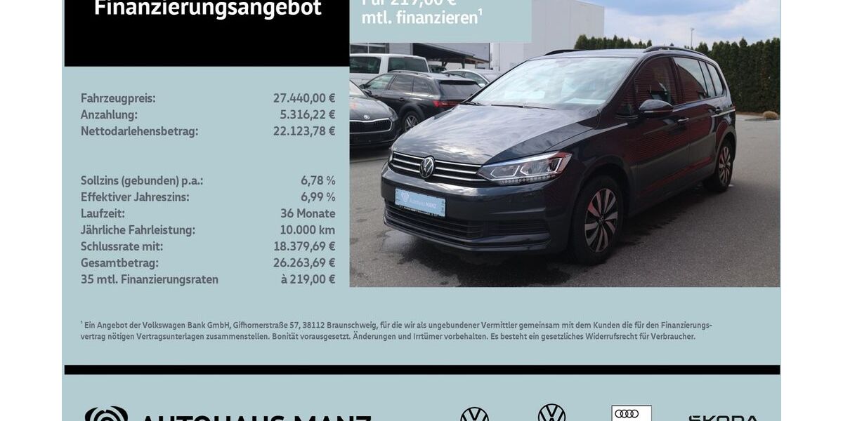 VW Touran 64.070 km 27.439 &euro; Schwarzenfeld 92521
