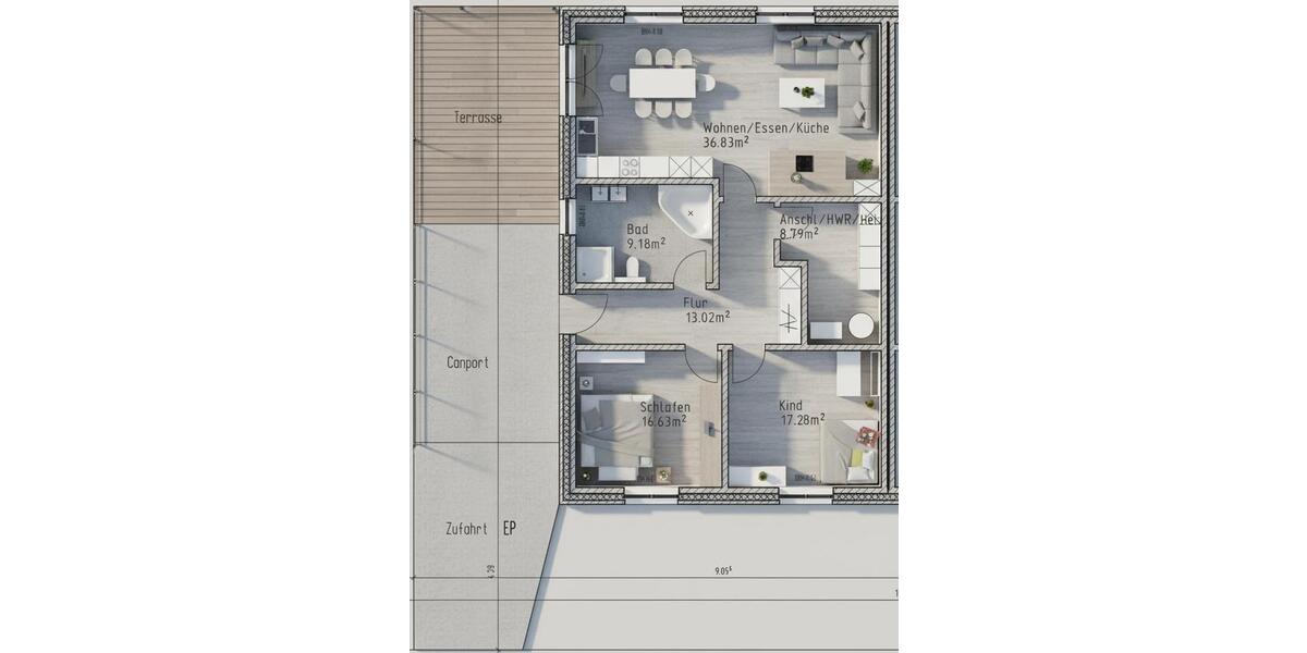 Doppelhaushälfte Groß Oesingen - 3 Zimmer, 100 m&sup2;, 1.000&euro; | Angebot:26040585
