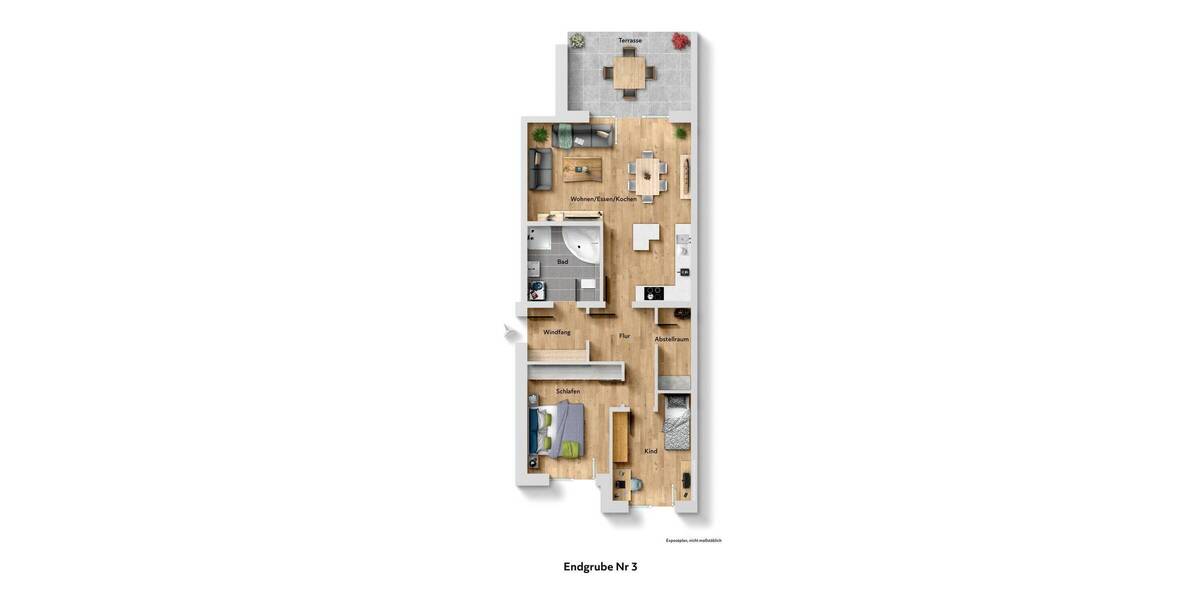 Terrassenwohnung Salz - 3 Zimmer, 88 m&sup2;, 359.800&euro; | Angebot:26703001
