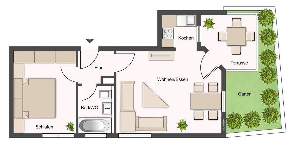 Terrassenwohnung Pirna - 2 Zimmer, 45 m&sup2;, 104.000&euro; | Angebot:25425718