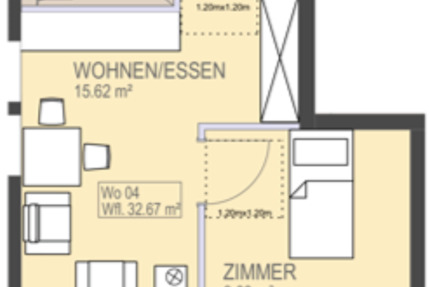 202728: Barrierefreie 33qm Genossenschafts-Wohnung zu mieten