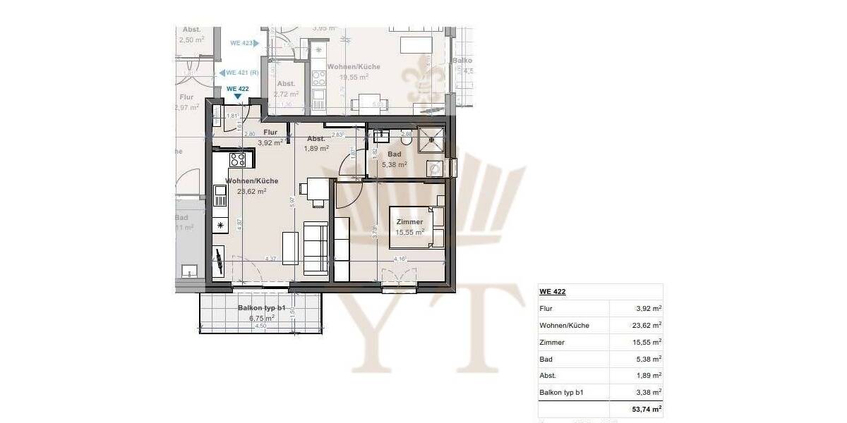 Etagenwohnung Biesenthal - 2 Zimmer, 53 m&sup2;, 810&euro; | Angebot:25676789