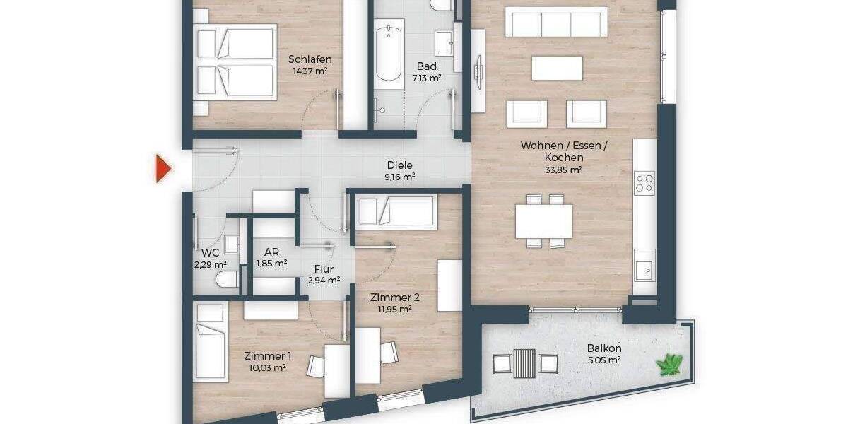 Etagenwohnung Nürnberg Großreuth h d Veste - 4 Zimmer, 98 m&sup2;, 722.457&euro; | Angebot:26842274