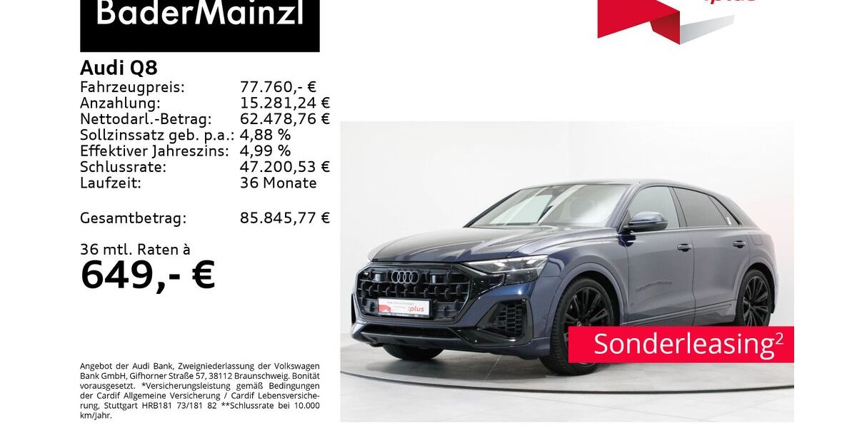 Audi Q8 28.100 km 72.980 € Feldkirchen/Westerham 83620