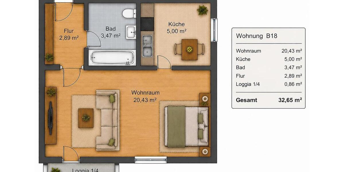 Dachgeschoßwohnung Suhl Schmiedefeld am Rennsteig - 1 Zimmer, 33 m&sup2;, 33.500&euro; | Angebot:26949365