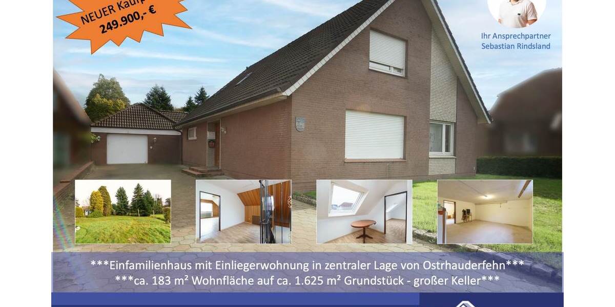 ***NEUER KAUFPREIS*** Einfamilienhaus mit Einliegerwohnung in zentraler Lage von Ostrhauderfehn - Einfamilienhaus Ostrhauderfehn | Angebot:26646491