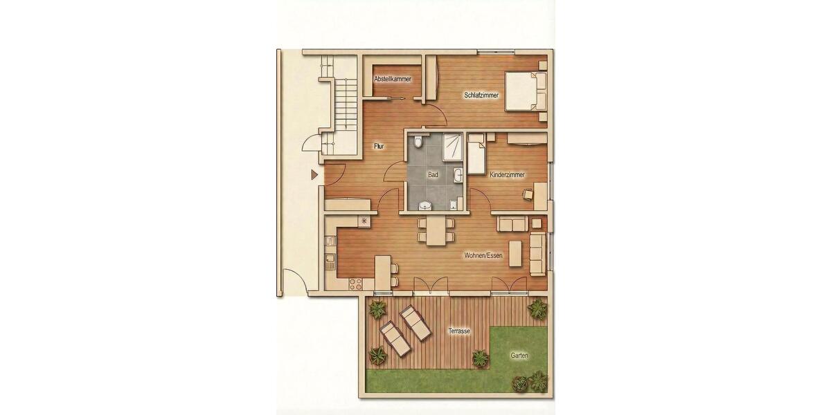 Erdgeschoßwohnung Wald - 3.5 Zimmer, 120 m&sup2;, 1.385&euro; | Angebot:25336240