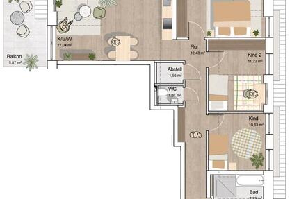 Wohnung Weiler-Simmerberg Simmerberg - 4 Zimmer, 95 m&sup2;, 1.200&euro; | Angebot:26578637