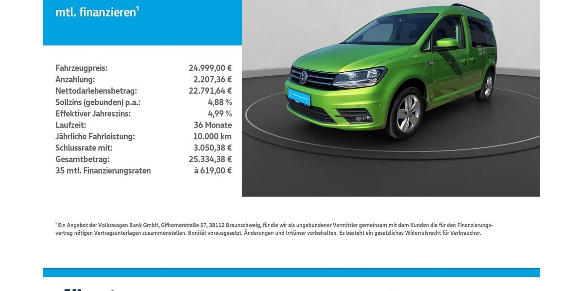 VW Caddy 94.774 km 24.999 &euro; Leinefelde-Worbis/DE 37327