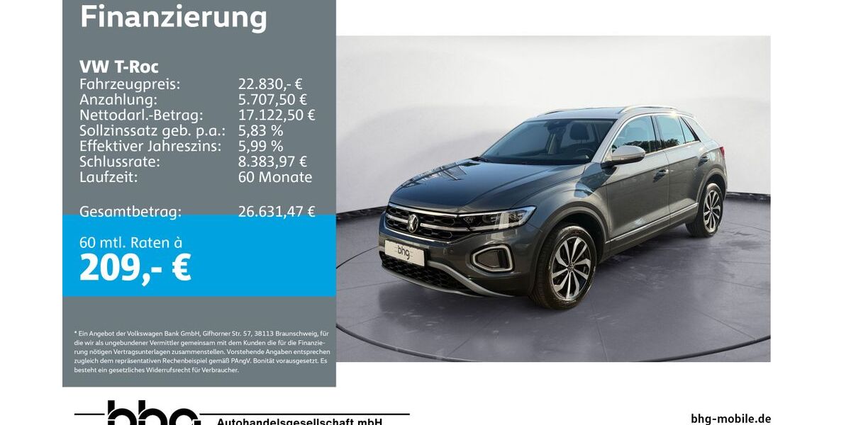 VW T-Roc 43.644 km 22.830 &euro; Mössingen 72116