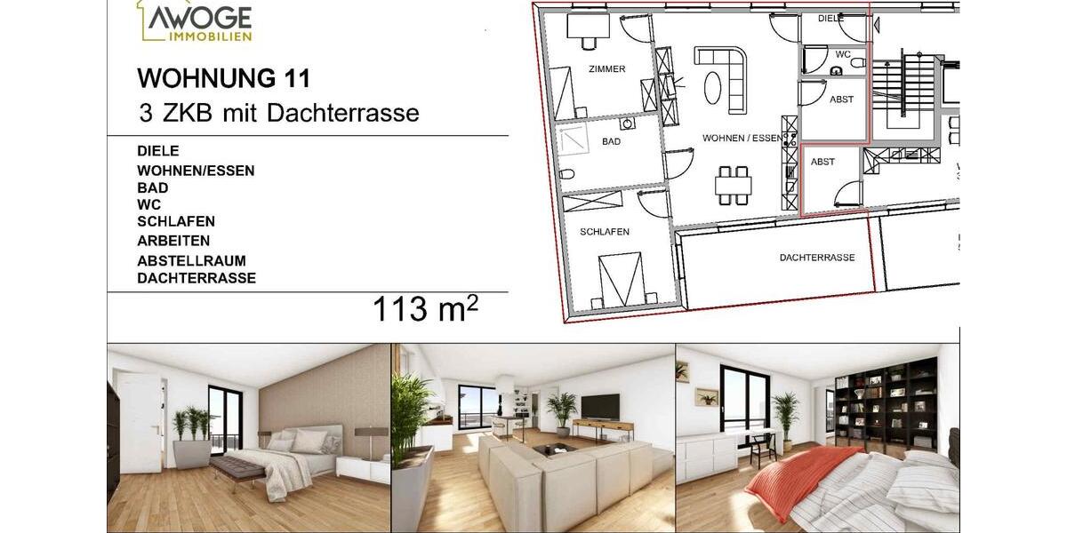 Vermietung Neubau Penthouse 3 ZKDB in Übach-Palenberg Zentrum WE11 3 zimmer
