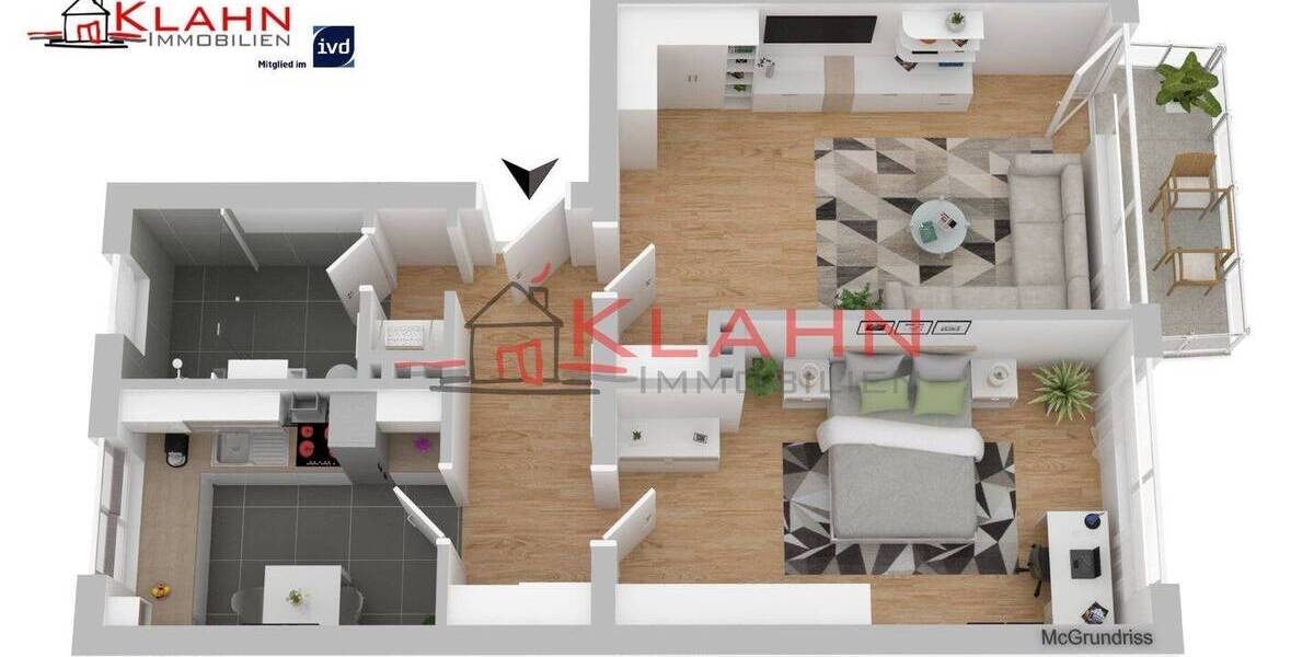 Etagenwohnung Wedel - 2 Zimmer, 59 m&sup2;, 850&euro; | Angebot:25984396