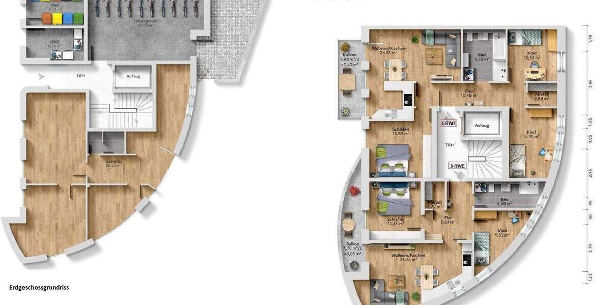 Etagenwohnung Rostock Kröpeliner Tor-Vorstadt - 3 Zimmer, 70 m&sup2;, 385.000&euro; | Angebot:25356177