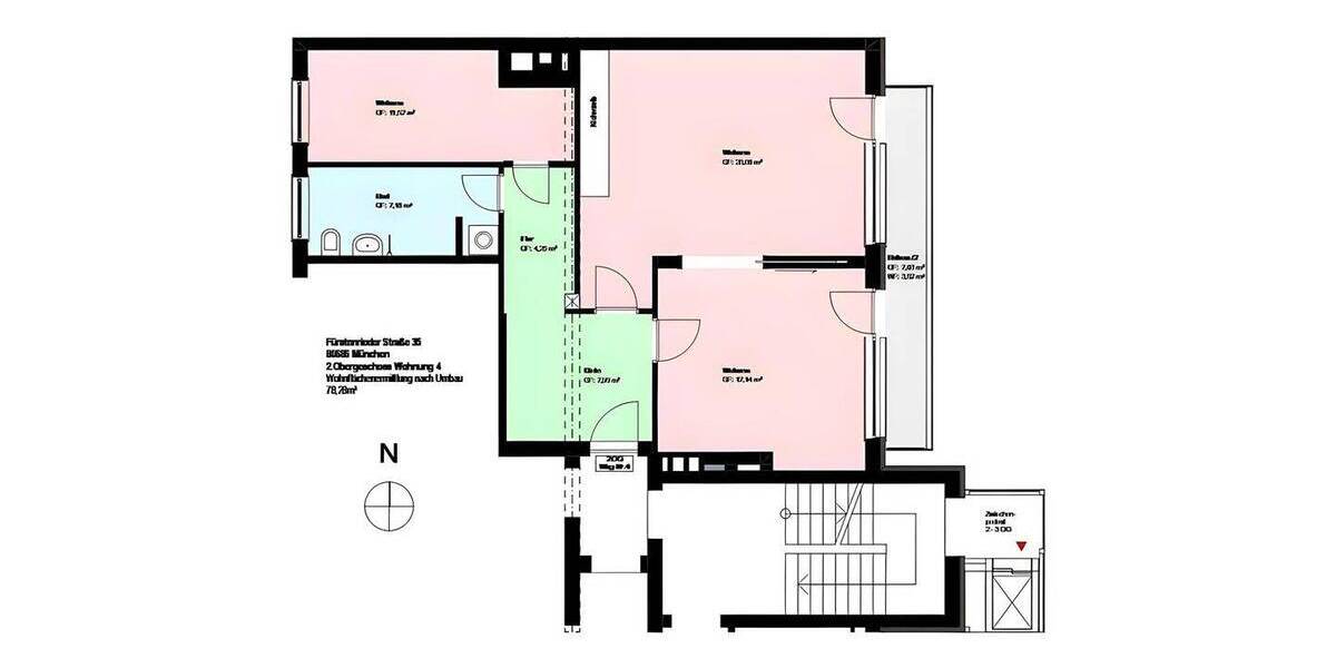 Etagenwohnung München Laim - 3 Zimmer, 78 m&sup2;, 1.300&euro; | Angebot:26804255